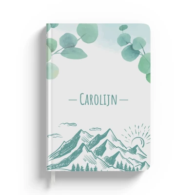 Personalisiertes Notizbuch - Floral mit Bergen