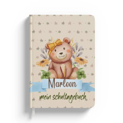 Personalisiertes Notizbuch - Schulstoffbär