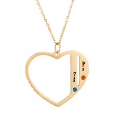 Halskette mit Herzanhänger mit zwei Namen