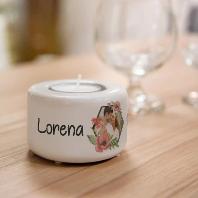 Personalisierter Keramik-Kerzenhalter - Mit Bild und Namen