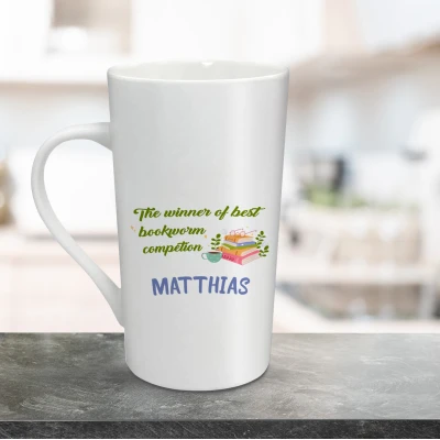 Personalisierte Lattetasse 470ml - Bücherwurm