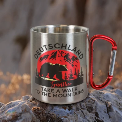 Personalisierte Edelstahltasse 200ml - Spaziergang machen
