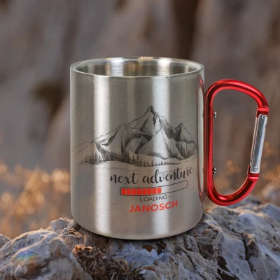 Personalisierte Edelstahltasse 200ml - Nächstes Abenteuer lädt
