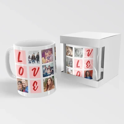 Personalisierte Tasse für Verliebte mit 13 Fotos
