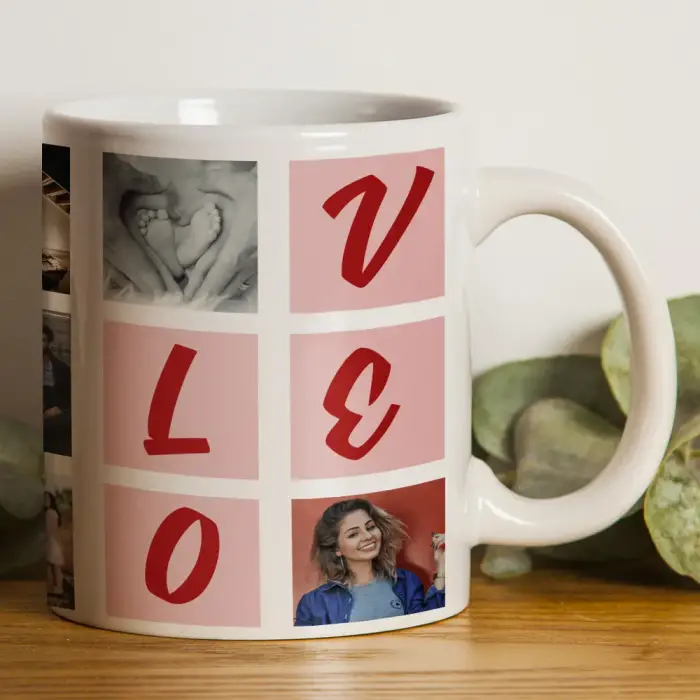 Personalisierte Tasse für Verliebte mit 13 Fotos