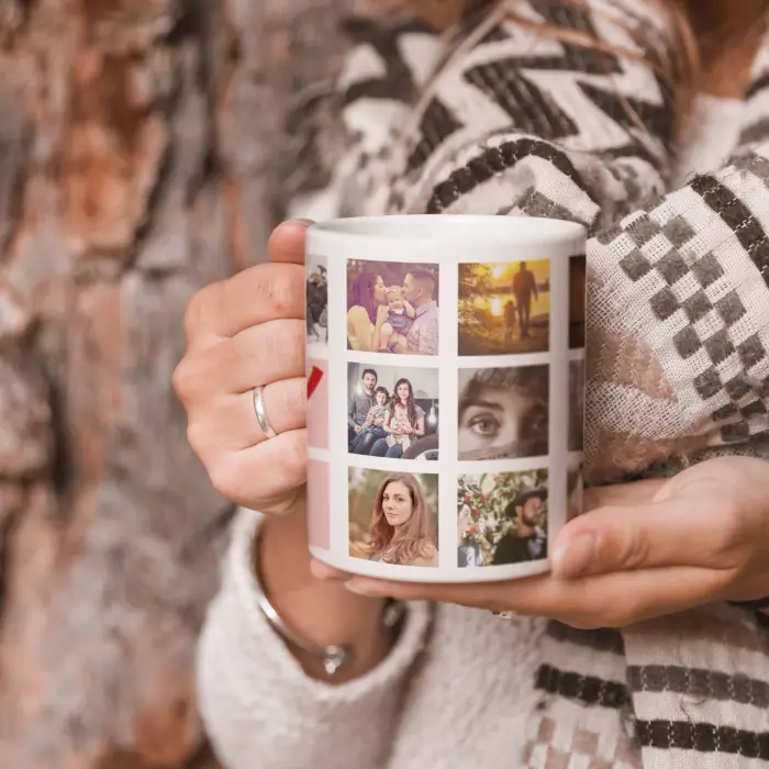Personalisierte Tasse für Verliebte mit 13 Fotos