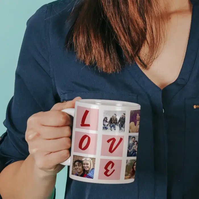 Personalisierte Tasse für Verliebte mit 13 Fotos