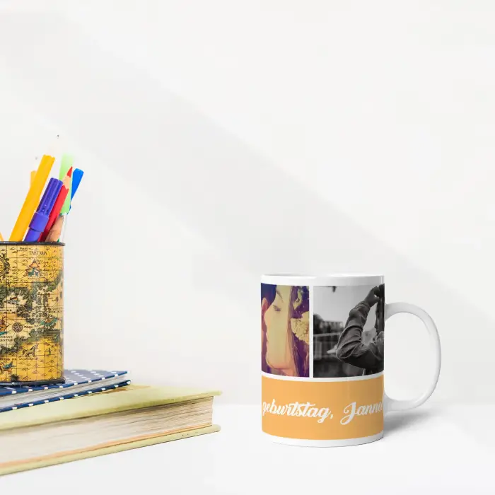 Personalisierte Tasse mit Fotos und Text