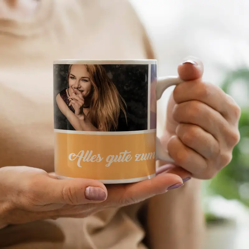 Personalisierte Tasse mit Fotos und Text