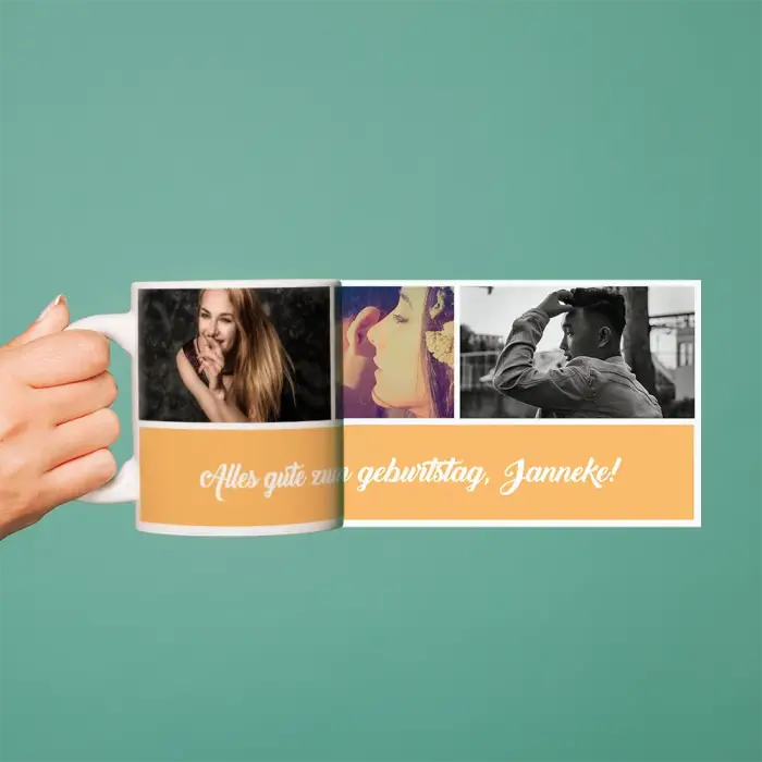 Personalisierte Tasse mit Fotos und Text