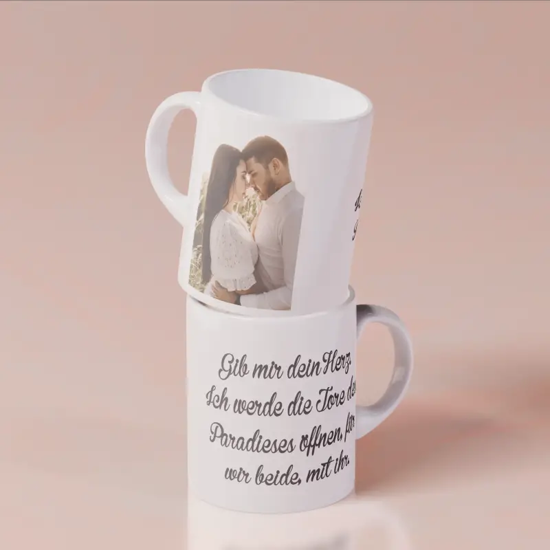 Personalisierte Tasse mit Foto und Text