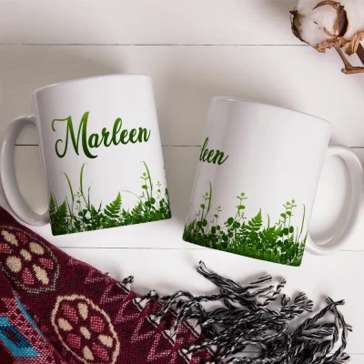 Personalisierte Tasse mit Pflanzenmuster