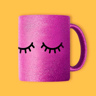 Personalisierte Keramiktasse mit Glitzer - Wimpern