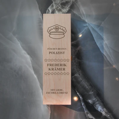 Personalisierte Weinkiste - Geschenk für den Polizisten
