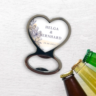 Öffner (Herz) - Blumiges Save the Date