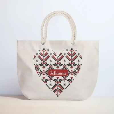 Personalisierte Strandtasche - Traditionelles Herz