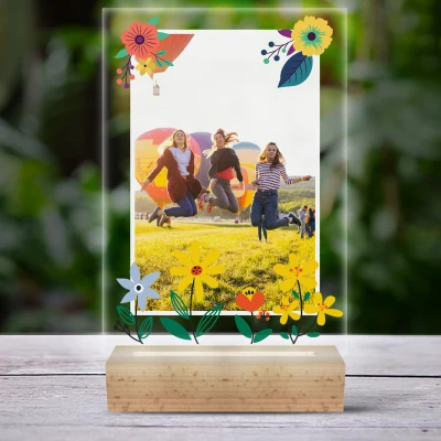 Personalisierte 3D LED-Lampe mit Blumen