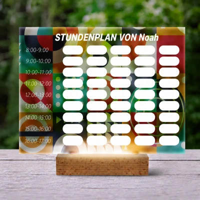 Personalisierte 3D-LED-Lampe mit Stundenplan