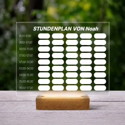 Personalisierte 3D-LED-Lampe für den Stundenplan