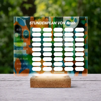 Personalisierte 3D-LED-Lampe – Stundenplan mit modernem Design