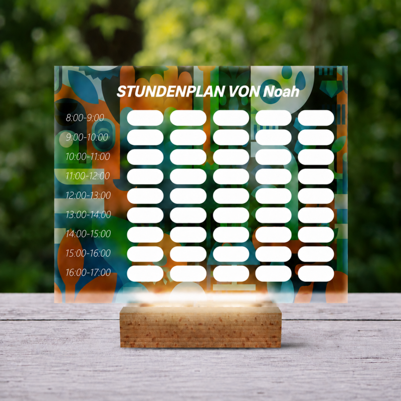 Personalisierte 3D-LED-Lampe – Stundenplan mit modernem Design