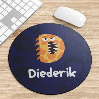 Lustiges rundes Mauspad mit personalisiertem Alphabet