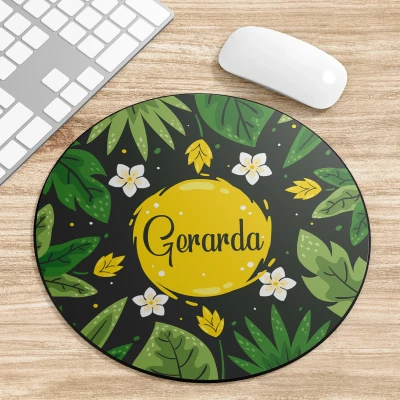 Rundes Mauspad mit tropischem Muster personalisiert