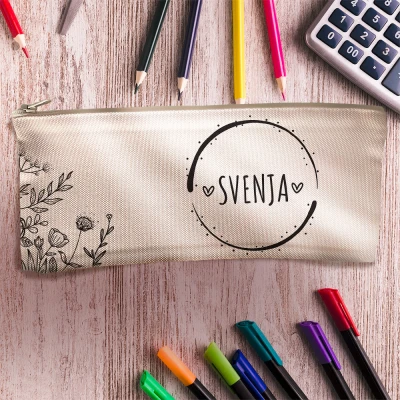 Federkästen - Name der Person in einem Kreis geschrieben