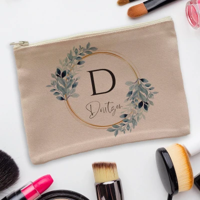 Personalisierte Kosmetiktasche - Florales Design mit Initiale und Name