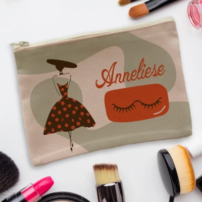 Personalisierte Kosmetiktasche - Polka Dots und Wimpern