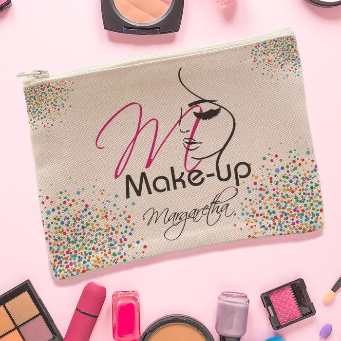 Personalisierte Kosmetiktasche - Initiale und Text „Make-up“