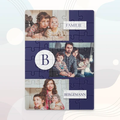 Personalisiertes Puzzle mit Namen und Familienfotos