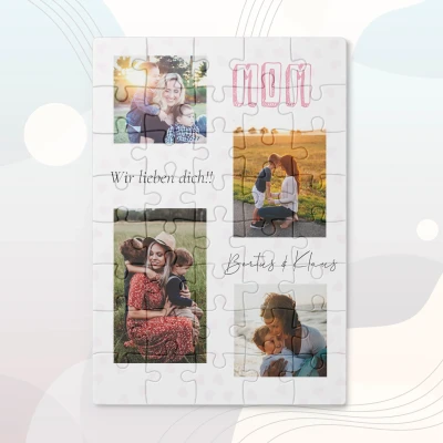 Personalisiertes Puzzle mit Fotos und Nachricht für Mama