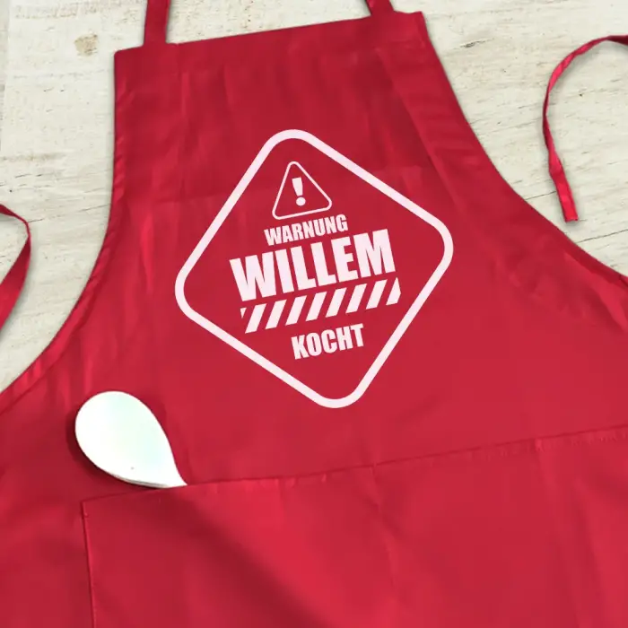 Personalisierte Küchenschürze - Achtung!