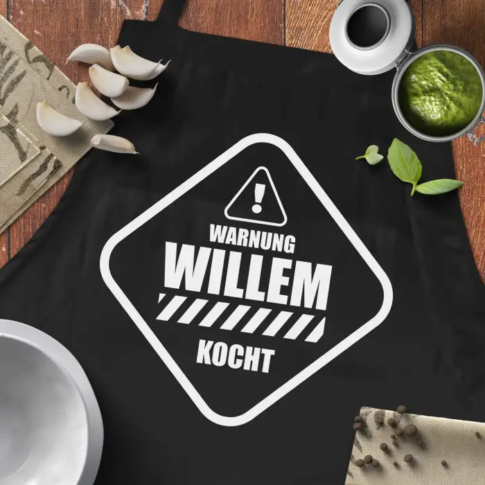 Personalisierte Küchenschürze - Achtung!