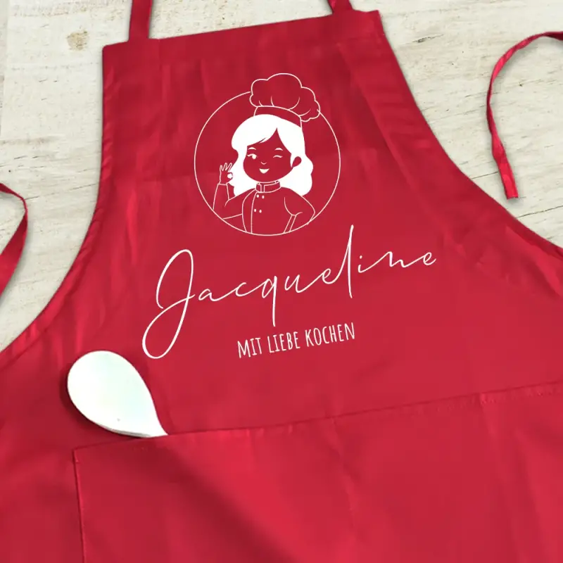 Personalisierte Küchenschürze - Kocht mit Liebe