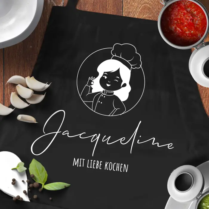 Personalisierte Küchenschürze - Kocht mit Liebe