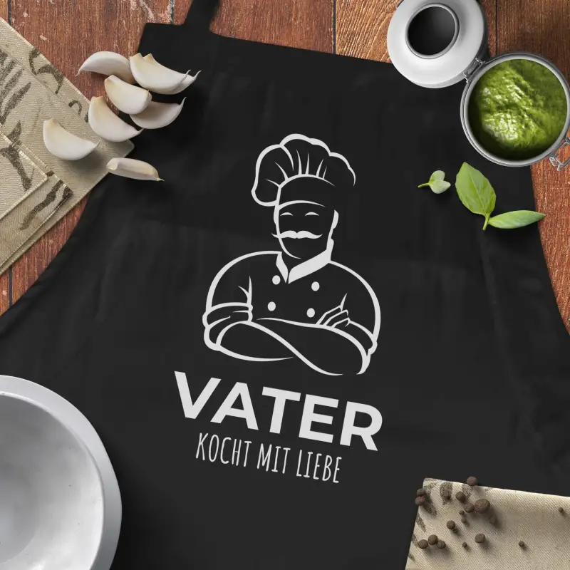Personalisierte Küchenschürze - Papa kocht mit Liebe