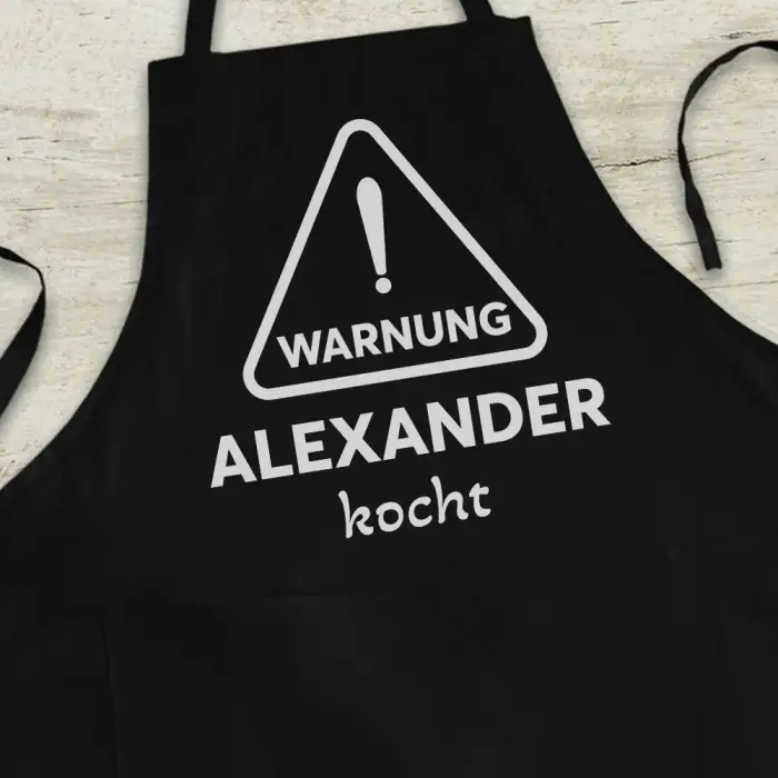 Personalisierte Küchenschürze - Vorsicht beim Kochen