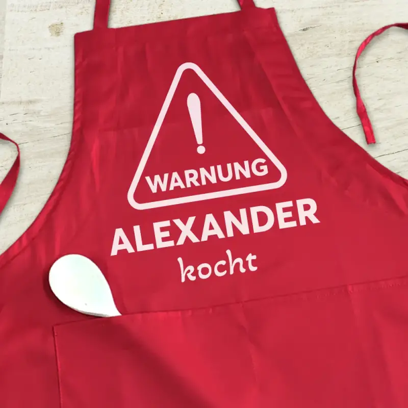 Personalisierte Küchenschürze - Vorsicht beim Kochen