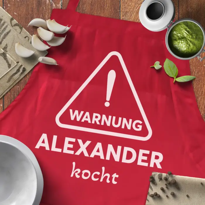 Personalisierte Küchenschürze - Vorsicht beim Kochen