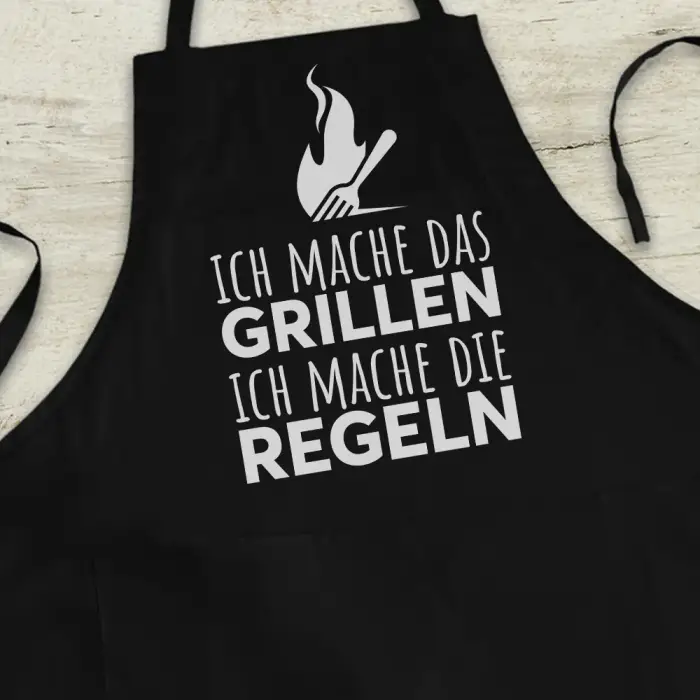 Personalisierte Küchenschürze - Ich mache die Grillregeln