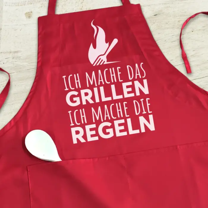 Personalisierte Küchenschürze - Ich mache die Grillregeln