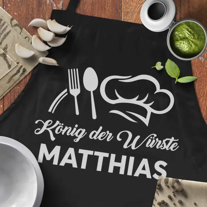 Personalisierte Küchenschürze - König der Würste