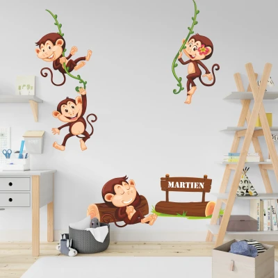 Dekorativer Aufkleber Affe mit personalisiertem Text