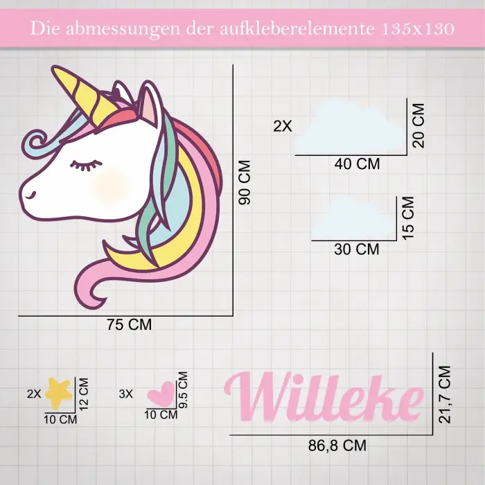Kinderzimmer Aufkleber Einhorn