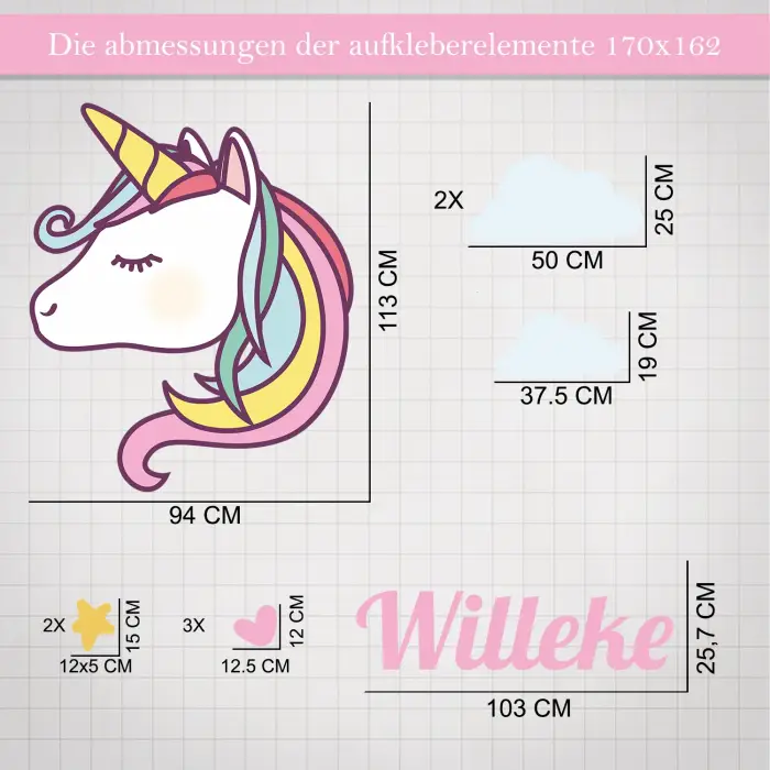 Kinderzimmer Aufkleber Einhorn