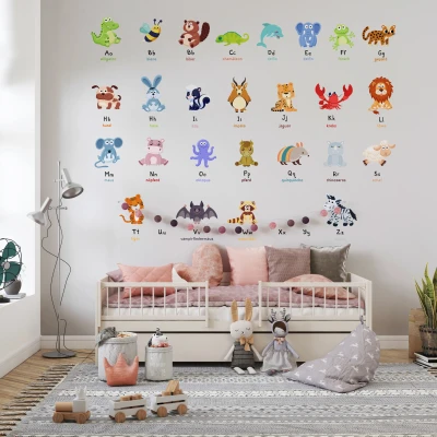 Set Wandsticker Alphabet Tiere