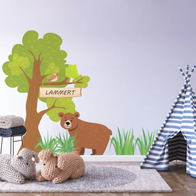 Wandsticker Bärchen mit personalisiertem Namen