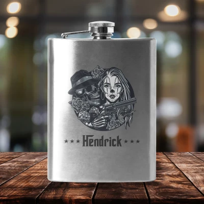 Personalisierte Taschenflaschen - böser Schädel